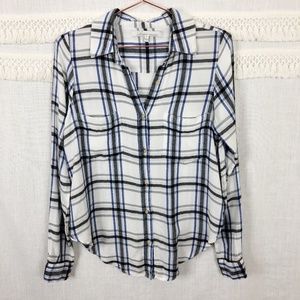 Lovers + Friends | White Blue & Black Flannel | S